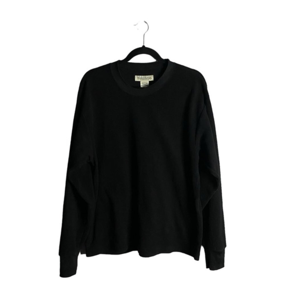 WindRiver Men's Black Crewneck Fleece Sweatshirt